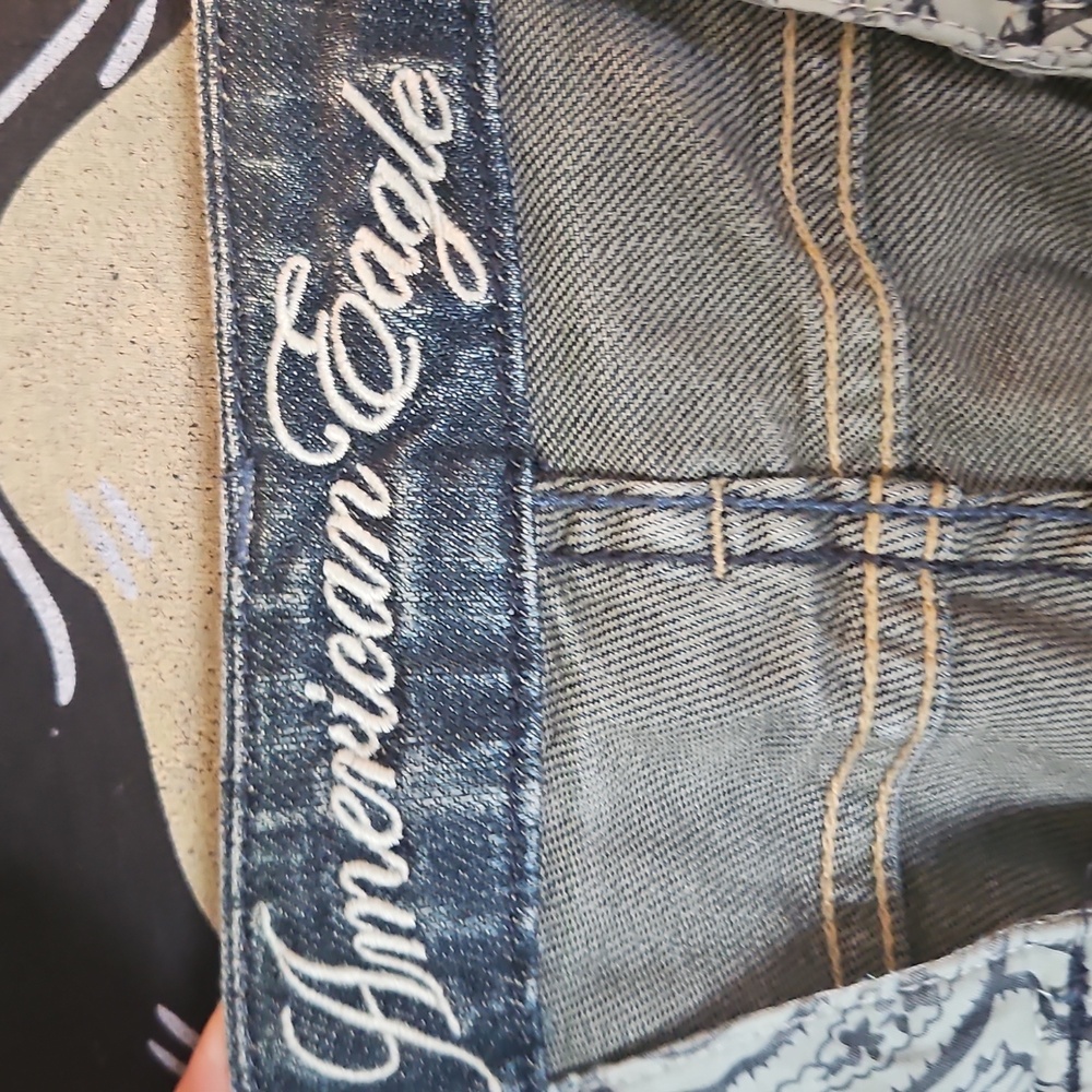 American Eagle Outfitters Dark Blue Straight Leg Jeans - Picture 3 of 4